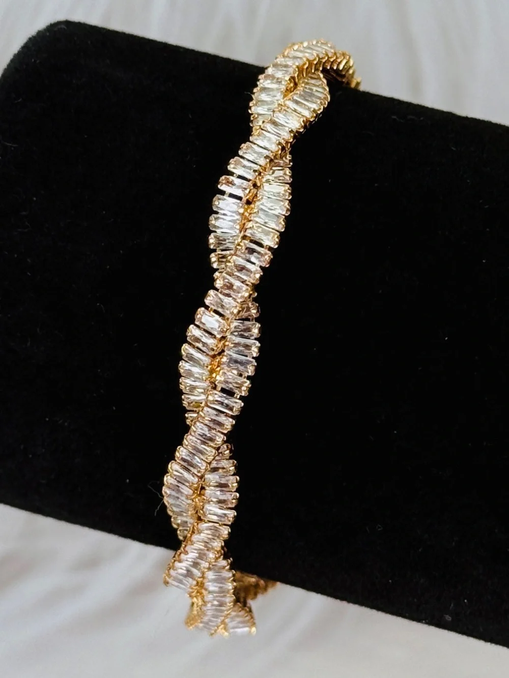 Goldtone Clear Bling Baguette Tennis Bracelet
